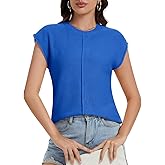 MORROWIND Womens Summer Cap Sleeve Tops Trendy Crew Neck Loose Knit Sweater Vest Spring Fall Casual Pullover Shirt Tank Top
