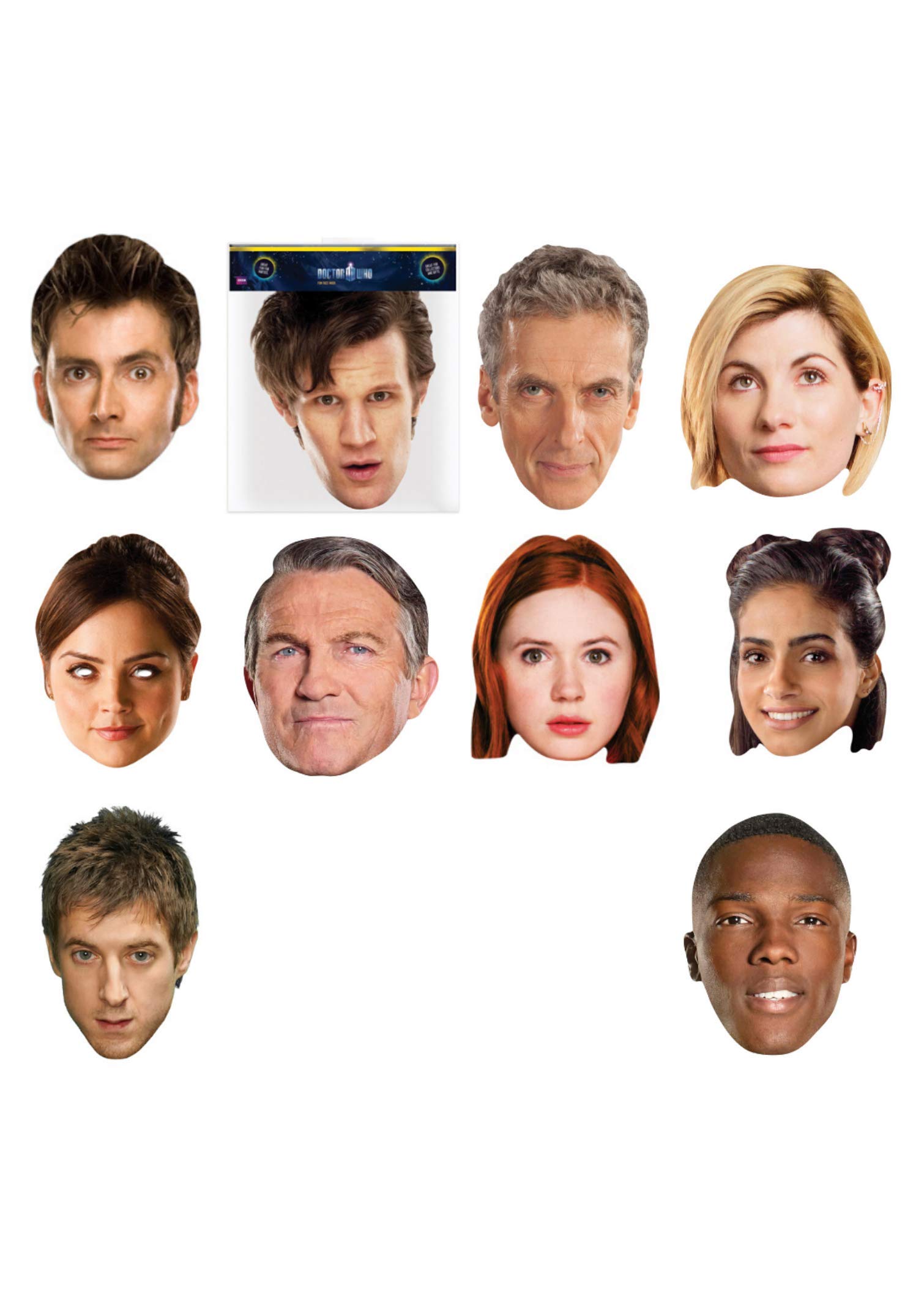 STAR CUTOUTS SMP437 Doctor Who & Companions Cardboard Face Masks Amy Pond, Graham, Clara, Rory, Yas Talking Point for Parties, Solid, Multicolour, 25 x 5 x 25 cm 100 Grams