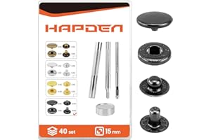 HAPDEN Leather Snaps and Fasteners Kit，15mm 40 Sets Metal Snap Buttons with Setter Tools， Sewing Snaps for Clothing，Fabric，Leather, Clothes, Jackets, Bags, DIY Crafting Black Snaps