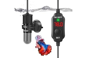 VCRAZE Mini Aquarium Heater 10W Super Small Fish Tank Heater with Digital Display Thermostat, Betta Tank Heater Turtle Heater Small Aquarium Heater for 1-2 Gallon Tanks