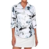 Tanst Sky Womens Golf Polo Shirts Zipper 3/4 Sleeve Moisture Wicking Tops UPF 50+ Workout Tennis Apparel