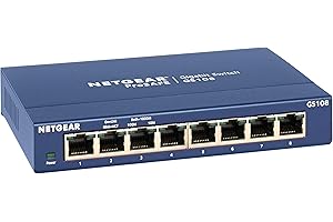 NETGEAR 8-Port Gigabit Ethernet Unmanaged Switch (GS108) - Desktop, and ProSAFE Lifetime Protection