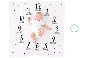 Pearhead Pearhead Watch Me Grow Monthly Milestone Photo Blanket Keepsake Set, White/Black/Teal, Adventure
