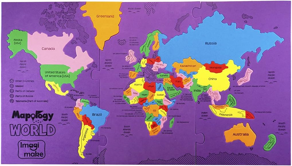 Imagimake Mapology World - Jigsaw World Map Puzzle for Kids, Multicolored, 65 pieces, 57 cm x 33 cm - Image 4