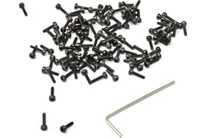 iexcell 100 Pcs M2 x 8mm Thread Pitch 0.4 mm Alloy Steel 12.9 Grade Hex Socket Head Cap Screws Bolts Kit, Black Oxide Finish