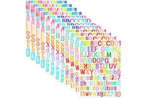 LOKIPA 1448 Letter Stickers, 12 Sheets Alphabet Stickers Vinyl Letter Stickers for Sign, Notebook, Classroom Decor, Door