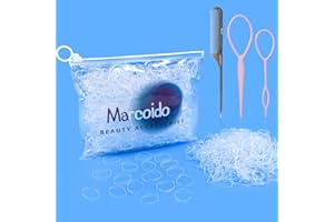 Clear Hair Rubber Bands, Marcoido 1000pcs Clear Hair Elactics with Hair Loop Styling Tool Set 2Pcs Braid Tools 1Pcs Rat Tail Comb For Girls Teenager Girls Women Kids.(Clear+)