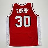 Facsimile Autographed Stephen Steph Curry Davidson Red Reprint Laser Auto College Basketball Jersey Size Men's XL