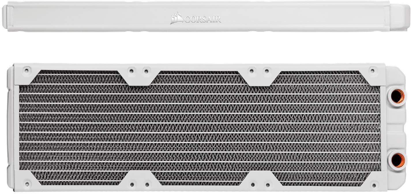 Radiador de refrigeración por agua CORSAIR Hydro X Series XR5 de 360 ​​mm - Soportes de ventilador triples de 120 mm - Construcción de cobre de primera calidad - Fácil instalación - Blanco