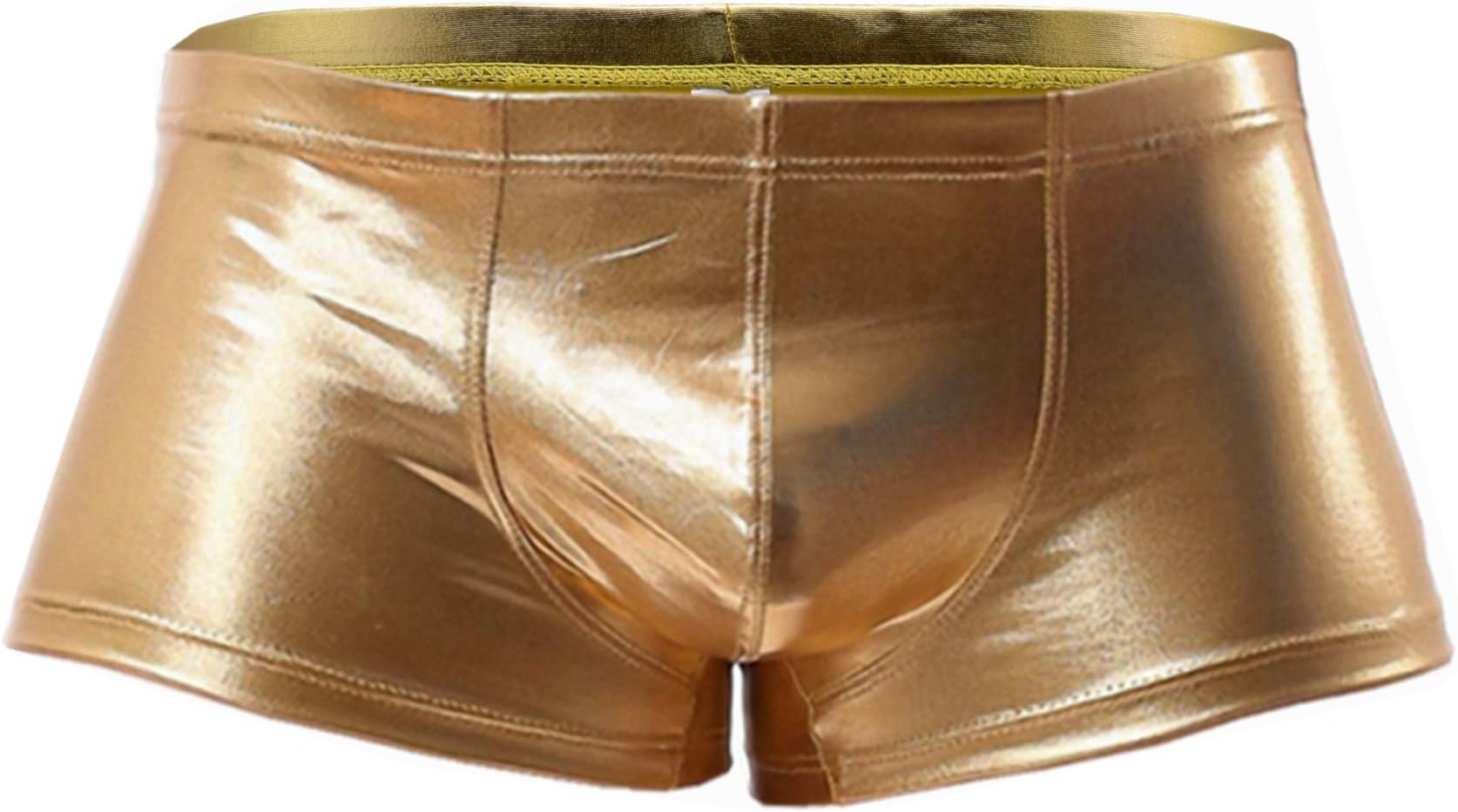 Adviter Men's Faux Leather Boxer Trunks Brief Underwear Sport Shorts Swimwear