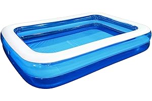 Outraveler Inflatable Kiddie Swimming Pool, Rectangular, 79"x59"x20", 116 Gallons, Outdoor, Backyard Family Recreational Activities with Kids and Toddlers