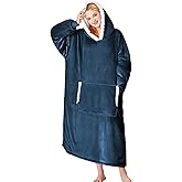 yescool Wearable Blanket Hoodie, Flannel Sherpa Fleece Blanket Sweatshirt for Adults Women Men,One Size Fits All