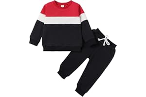 ADXSUN Kid Toddler Boy Clothes Color Block Sweatshirt and Casual Pants 2Pcs Boys Fall Winter Outfits 1-5T