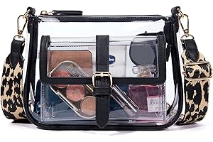 Missnine Clear Bag Stadium Approved PVC Crossbody Purse for Women Transparent Shoulder Concert Bag with Guitar Strap