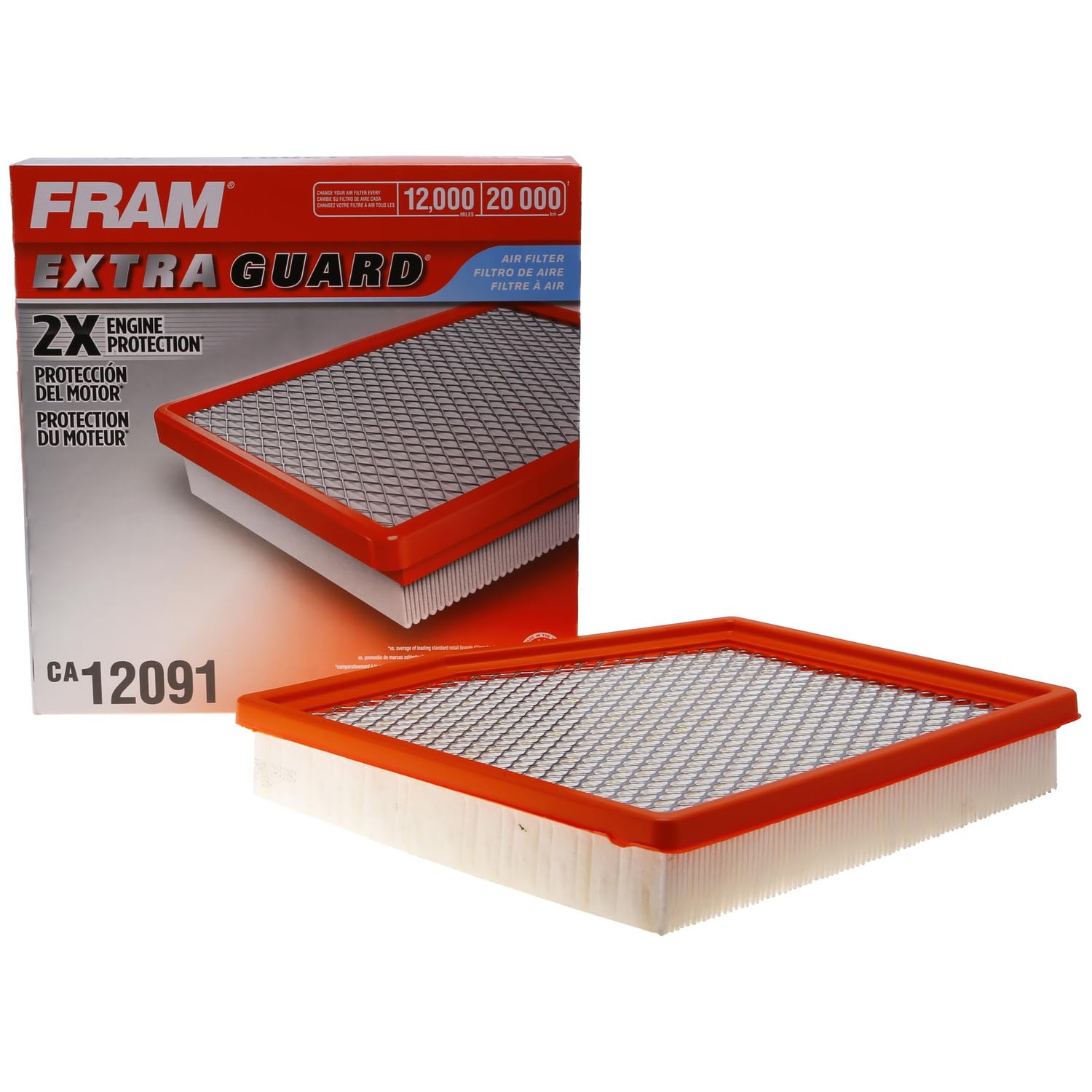 Photo 1 of FRAM Extra Guard CA12091 Replacement Engine Air Filter for Select Chrysler (3.6L) Models, Provides Up to 12 Months or 12,000 Miles Filter Protection
