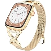BRG Thin Mesh Loop Compatible with Apple Watch Bands for Women 40mm 41mm 38mm 42mm Series 11 10 9 8 7 6 5 4 3 2 1 SE, Metal Magnetic Stainless Steel Strap with X-Shape Diamond Clasp for iWatch Bands
