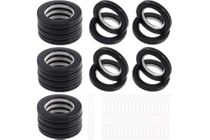 Rustark 20 Sets 1-5/8" (42mm) Inner Diameter Curtain Grommet with Connectors Black Round Plastic Curtain Rings Curtain Spacer