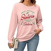 MNLYBABY Womens White Christmas Sweatshirt Christmas Tree Sweatshirts Xmas Sisters Holiday Long Sleeve Pullover Tops