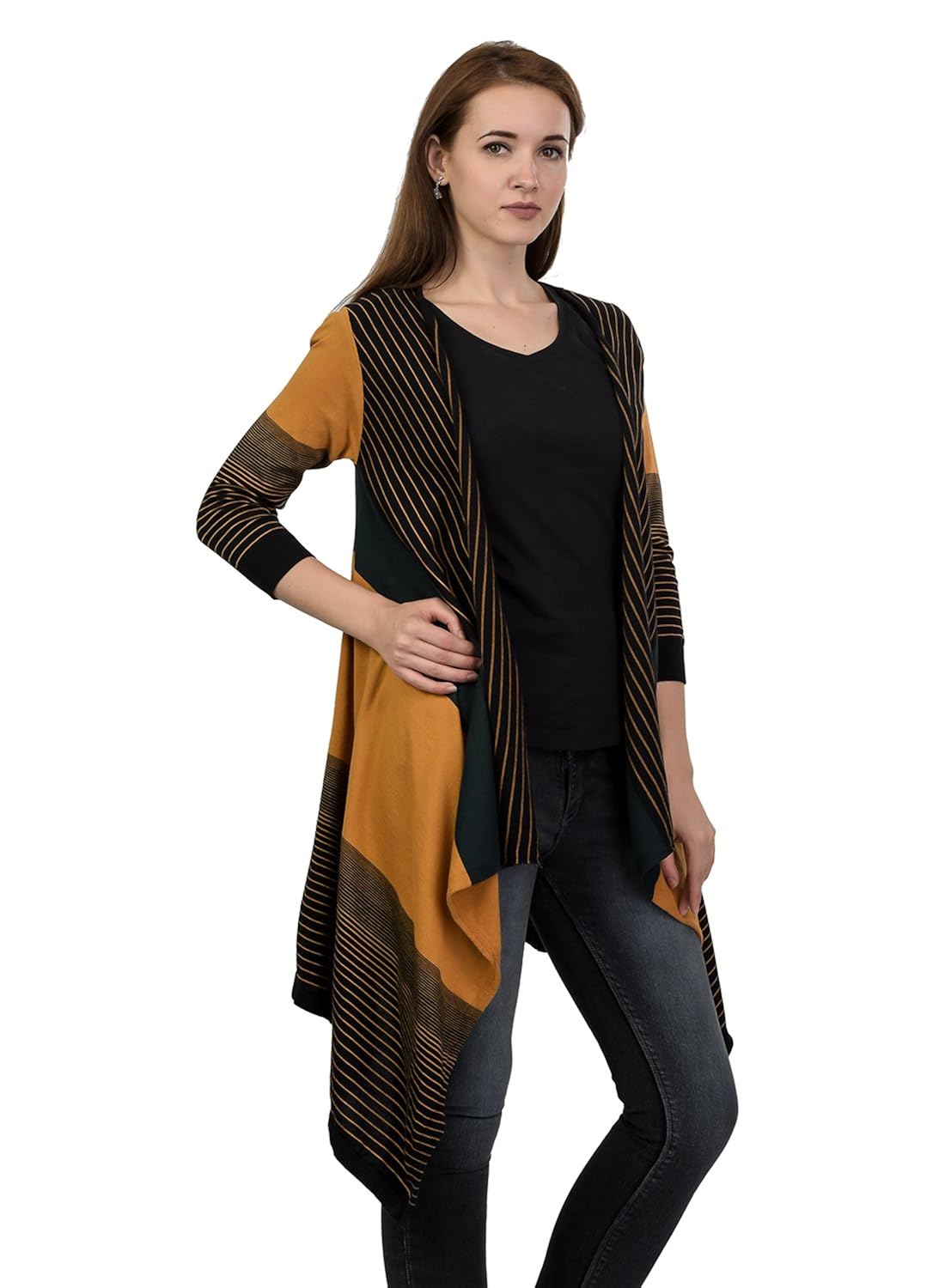 kalt women's 3/4 th sleeves long open shrug (s066)
