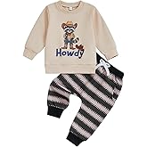 LZUBCPY Western Baby Boy Clothes Howdy Raccoon Sweatshirt Retro Jogger Pants Cute 2Pcs Toddler Cowboy Fall Winter Outfit
