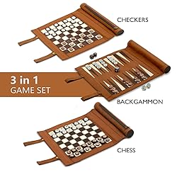 Woodronic Upgraded 3 in 1 Backgammon Chess Checkers