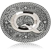 Itera Western Cowboy Initial Belt Buckle – Silver Large Letter A–Z for Men & Women