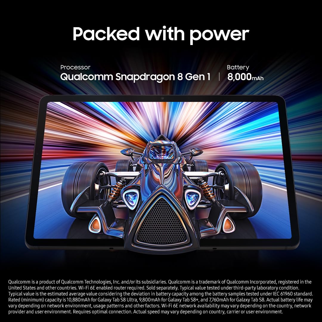 SAMSUNG Galaxy Tab S8 11” 128GB WiFi 6E Android Tablet, PC Experience, Large LCD Screen, S Pen Included, Ultra Wide Camera, Expandable Memory, Long Lasting Battery, US Version, 2022, Graphite