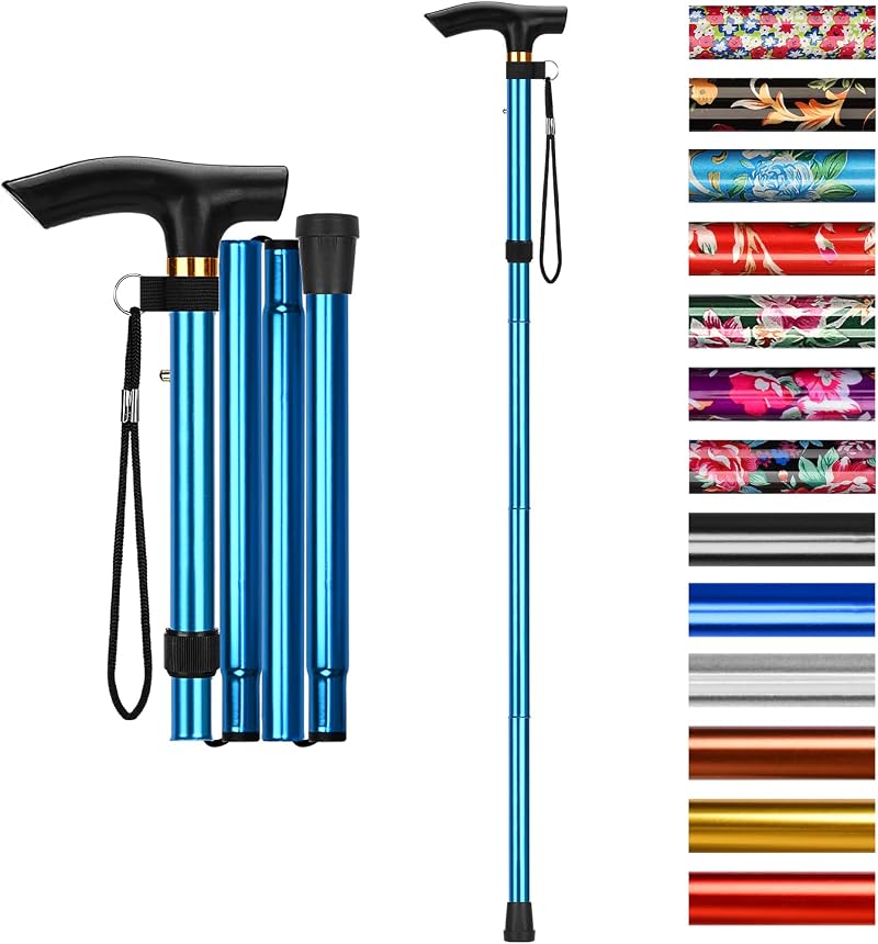 supregear Folding Walking Cane Adjustable Lightweight Blue 85-95 cm