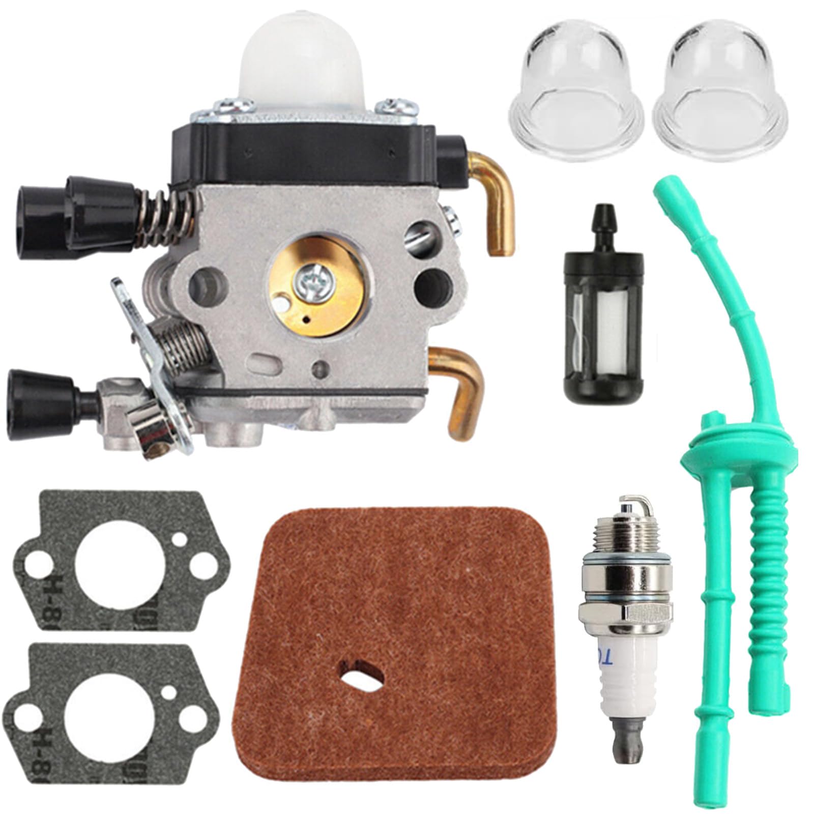 Carburetor Replacement for Stihl FS38 FS45 FS45C FS45L FS46 FS55 FS46C FS55C FS55R FS55RC FS55T FS75 FS80 FS85 FC55 HL45 HL75 HS70 HS74 KM55, Lawn Mower Parts with Air Filter, Primer Bulb, Fuel Line