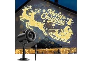 NAGUDENFO 12 in 1 Christmas Projector Lights Outdoor,3D Dynamic Christmas Decorations Indoor,Clearer Santa Sleigh HD Patterns Holiday Lights,Waterproof for Window Wall Yard Holiday Decor