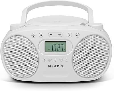 Roberts ZOOMBOXFM AM/FM CD Boombox with Bluetooth White