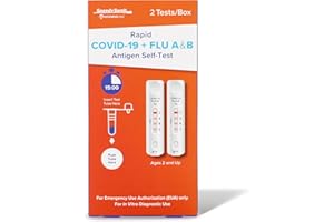 SpeedySwab COVID-19, Flu A&B 3-in-1 Antigen Rapid Test, Results in 15 Minutes, FDA Authorized, Reliable COVID Flu Home Test Combo, with Non-invasive Nasal Swab, Easy to Use (1 Pack, 2 Tests Total)