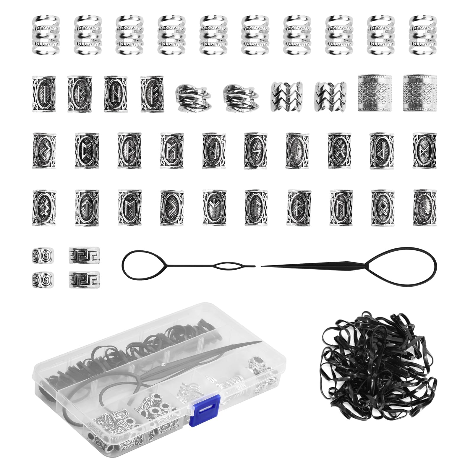 44 Pcs Hair Beads for Braids and Dreadlocks - Viking Beard Accessories for Men and Adults - Hair Gifts