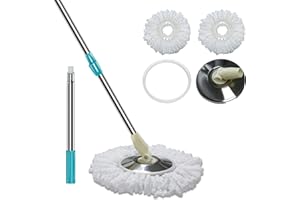 Floor Microfiber Wet Dry Mop, Tsmine Hardwood Floor Mop for Floor Cleaning, Commercial Household Clean Hardwood, Mop & Refills Set Include 2 Replacement Heads Refills and 61" Extended Mop Pole Handle