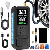 Calmara Y34 Tire Inflator Portable Air Compressor,4X Faster Inflation,6000mAh Cordless/12V DC 150PSI Air Pump with Digital Pressure Gauge for Car,Motorcycle,Bike,Valentines Day Gifts for Him