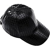 MILAKOO Punk Leather Baseball Cap for Men & Women Vintage Plaid Textured Design Sun Hat for Outdoor Daily Wear