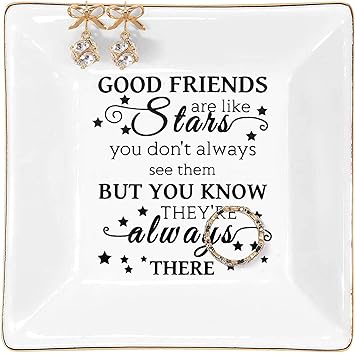Amazon Com Kaidouma Friend Gifts For Women Ring Trinket Dish Birthday Gift For Best Friend Female Christmas Gifts For Friends Woman Jewelry Tray Good Friends Are Like Stars You Don T Always