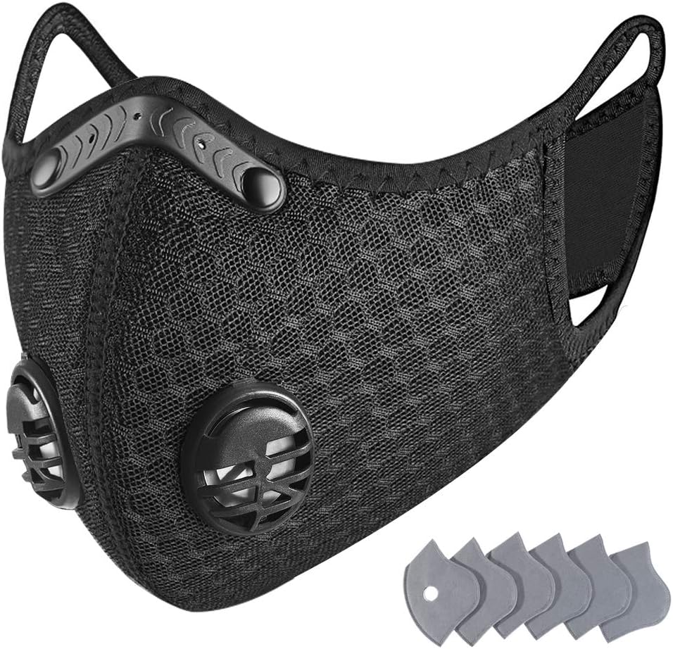 Dust Mask -SleeBas Reusable Breathing Mask Activated Carbon Dustproof Respirator Safety Mask with Extra Carbon N99 Filters for Pollution Pollen Allergy Woodworking,Running,Cycling,Outdoor Activities