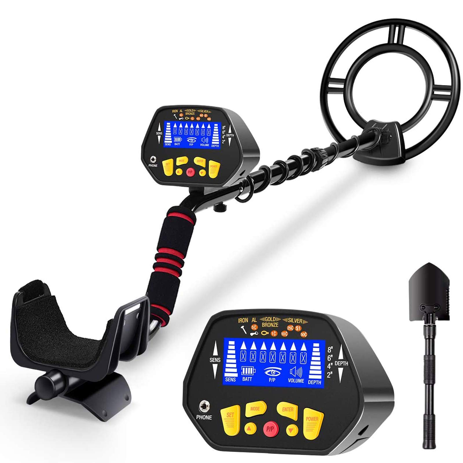 RM RICOMAX Metal Detector for Adults & Kids - High-Accuracy Metal Detector Waterproof LCD Display [PP Function & DISC Mode & Distinctive Audio Prompt] 10 Inch Waterproof Search Coil (GC-1028) , Black