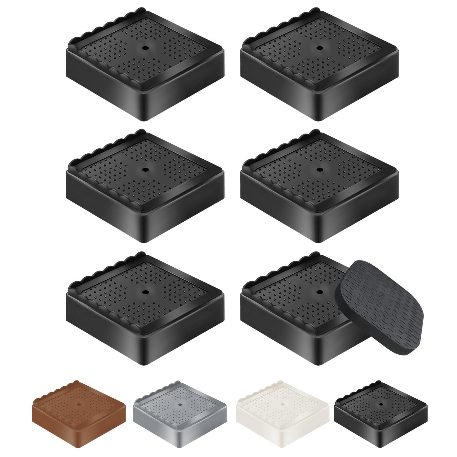 Photo 1 of shouwuhho Furniture Risers, 6 Pack Bed Risers with Non-Slip Grip and Heavy Duty Support, 1 Inch 2 Inch 3 Inch 4 Inch Height Lift for Couch, Sofa, Table, Desk, Chair, Refrigerator - Black, 1 Inch