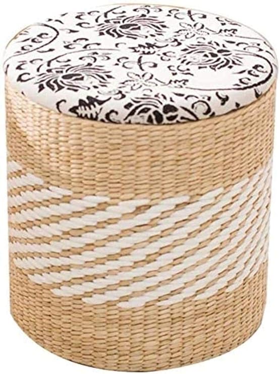 Hocker, einfacher Aufbewahrungshocker/Strohfußschemel, Home Rattan
