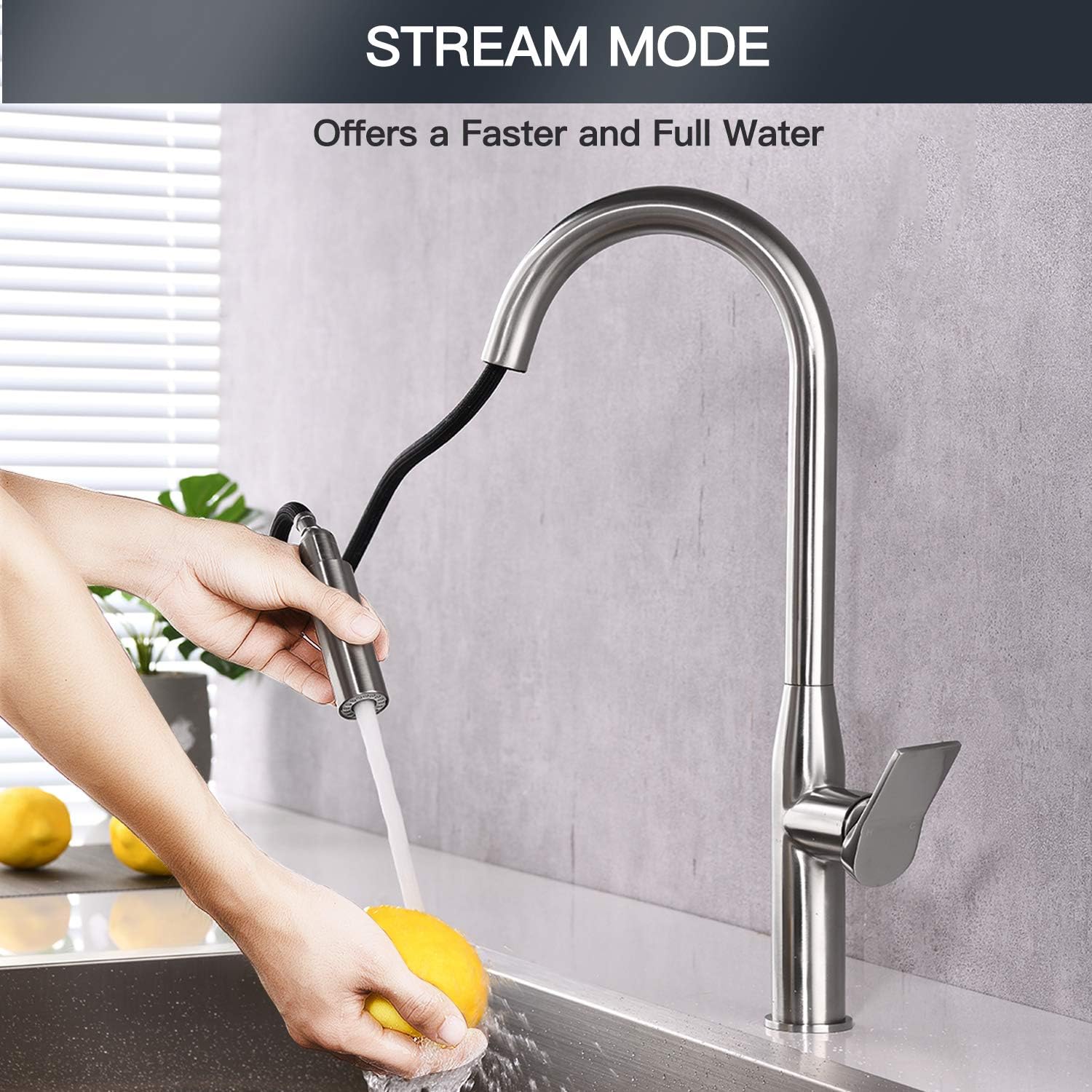  Sprayer Down Pull with Faucet Kitchen Steel Stainless 2