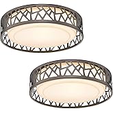 VICNIE Flush Mount Light 2 Pack, 12 inch 15W LED Bedroom Light Fixtures Ceiling, 3000K Warm White, Oil Rubbed Bronze Fihished