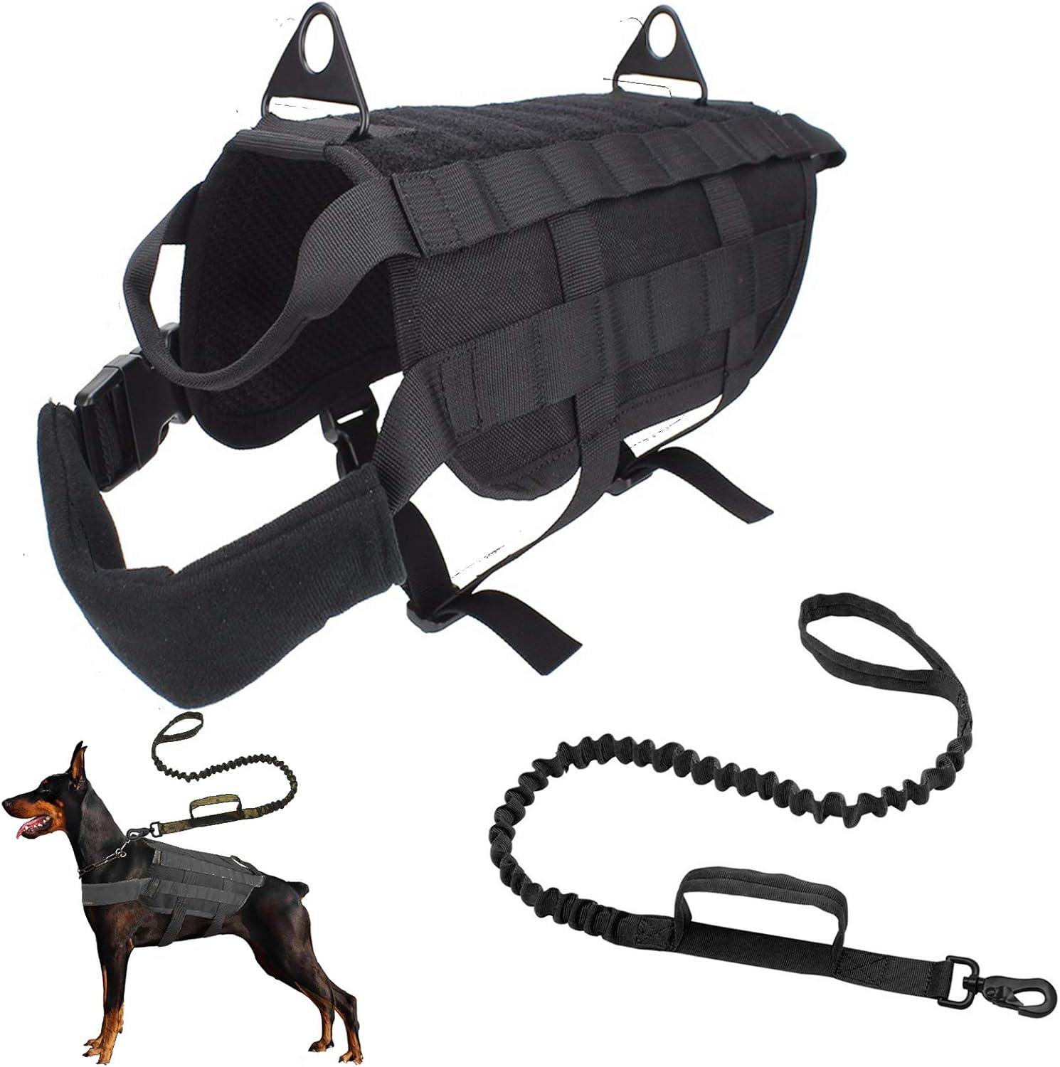 Dog Tactical Harness Vest and Leash,Nylon Leash Tactical