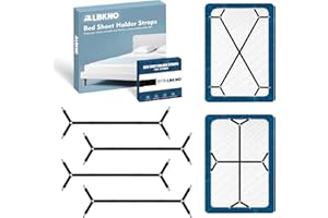 LBKNO 4Pcs Bed Sheet Straps with Metal Clips, Sheet Holders Adjustable Elastic, Bed Sheet Grippers Upgrade for Crib to King Size Bed Keep Sheets in Place(Black)