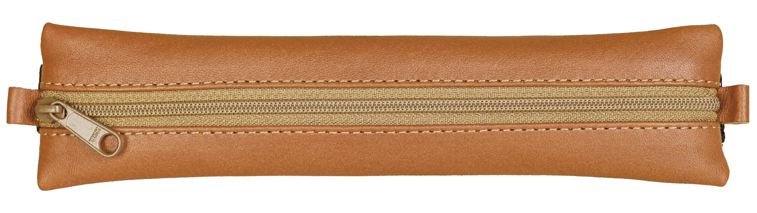 Clairefontaine 77036C - Age Bag Collection - One Flat Pencil Case in Genuine Brown Lambskin Leather - Dimensions: 20 cm x 4.5 cm - Elastic to fit notebooks