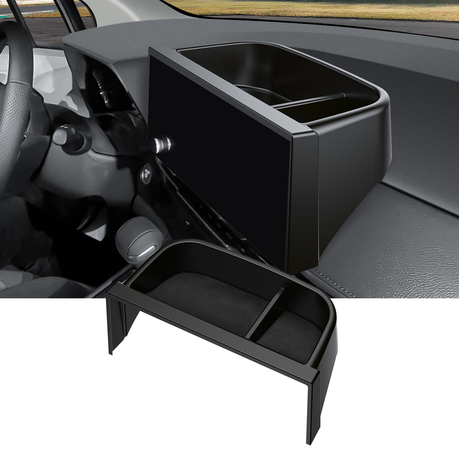 Photo 1 of Ecarzo 8.0 inches Screen Dash Tray Phone Holder for Toyota Sienna 2025 2026, Custom Fit Behind Screen Dashboard Organizer, Dash Console Storage Tray with Non-Slip Liner (NOT for 12.3-Inch Display)