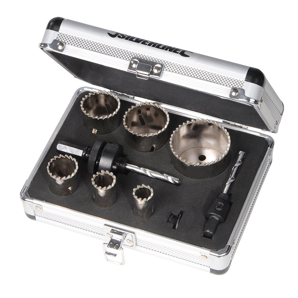 Silverline 868779 Diamond Grit Holesaw Kit 11pce 19 - 57 mm Dia