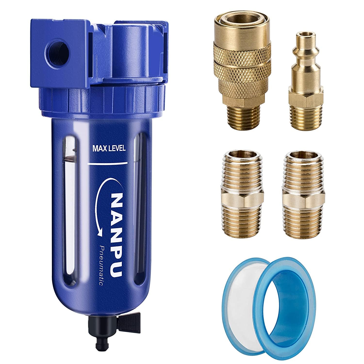 NANPU 1/4" NPT Compressed Air Filter, Zinc Alloy, 5