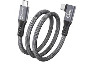 Cable for Thunderbolt 4 Cable 1ft, PHIXERO Right Angle Thunderbolt Cable, with 40Gbps Data Transfer, PD100W Charging, Single 